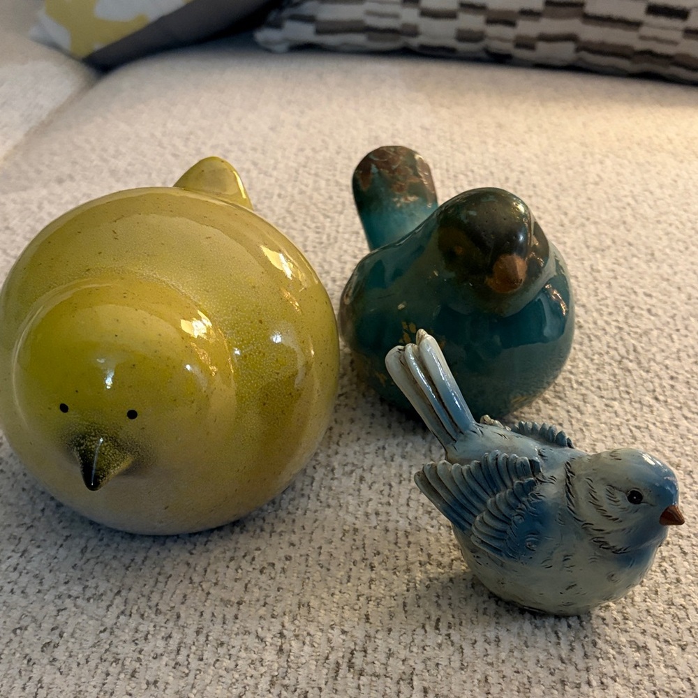 Set of Three Ceramic Bird Figurines